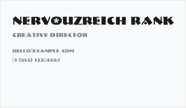 NervouzReich Rank Business Card