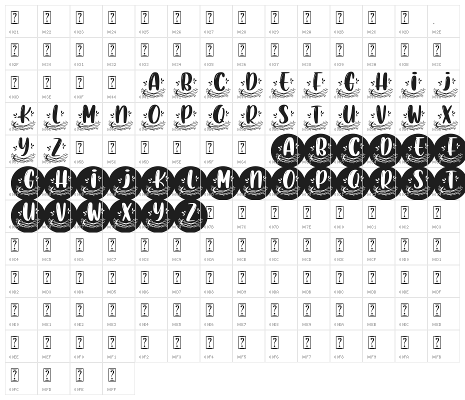 Nest Monogram Character Map
