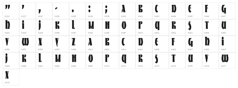 Nestor Condensed Character Map