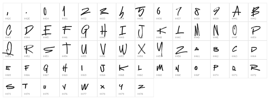Network Free Version Character Map
