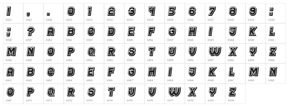 Network Italic Character Map