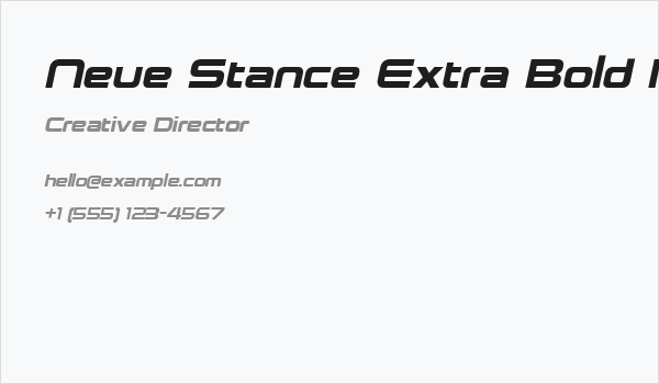 Neue Stance Extra Bold Italic Business Card