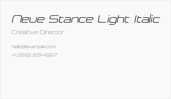 Neue Stance Light Italic Business Card