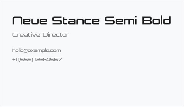 Neue Stance Semi Bold Business Card