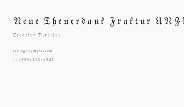 Neue Theuerdank Fraktur UNZ1 Italic Business Card