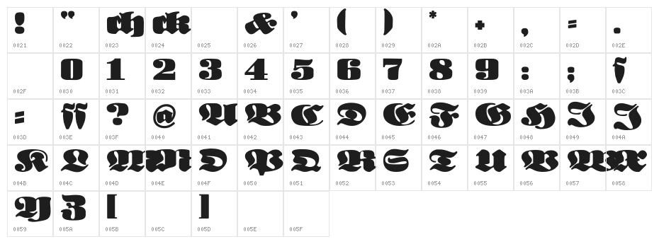 NeueFrakturExtraBold Character Map