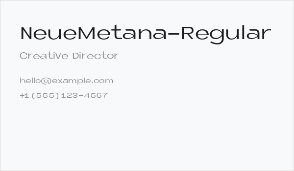 NeueMetana-Regular Business Card