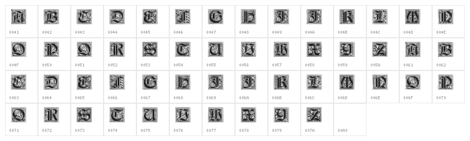 Neugotische Initialen Character Map
