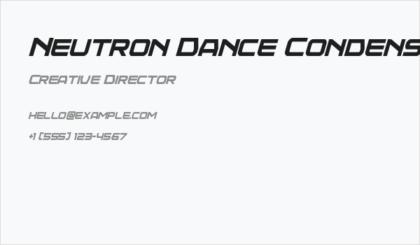 Neutron Dance Condensed Italic Business Card