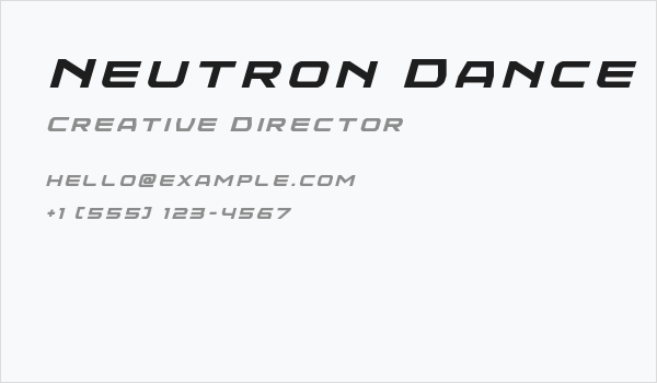 Neutron Dance Title Italic Business Card