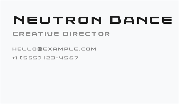 Neutron Dance Title Business Card