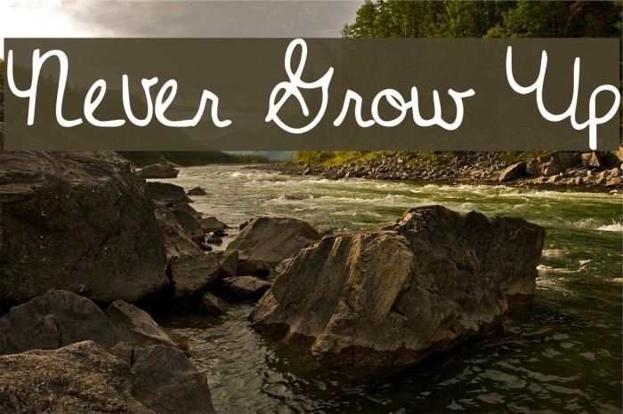 Never Grow Up Font examples
