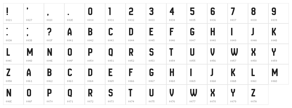 New Amsterdam Regular Character Map
