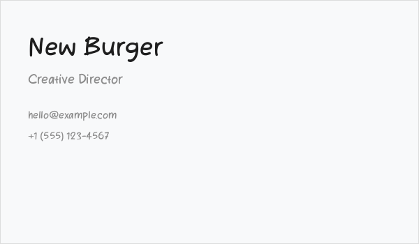 New Burger Business Card