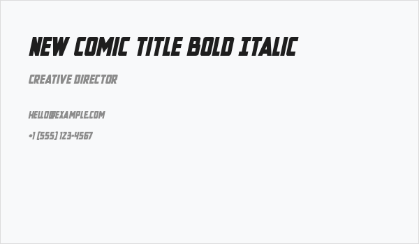New Comic Title Bold Italic Business Card