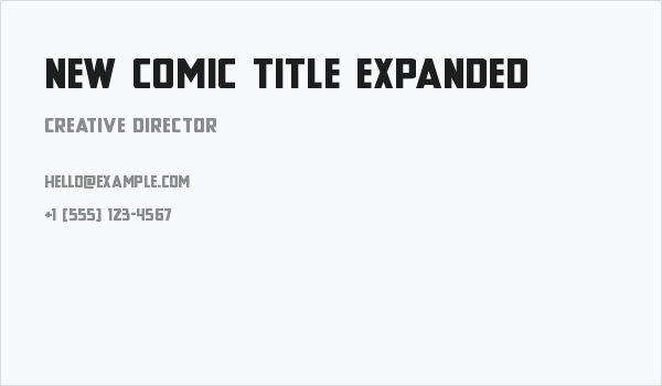New Comic Title Expanded Business Card
