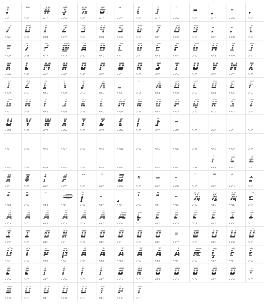 New Comic Title Gradient Ital Character Map