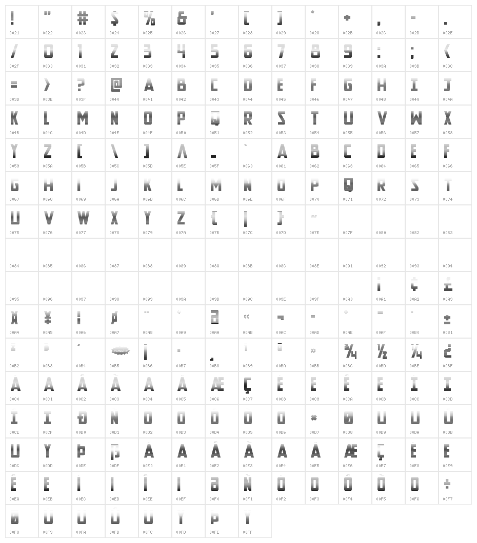 New Comic Title Gradient Character Map