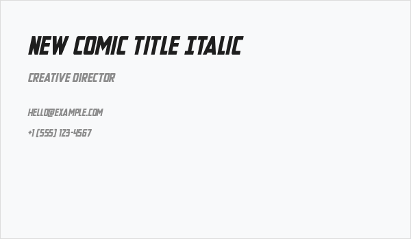 New Comic Title Italic Business Card