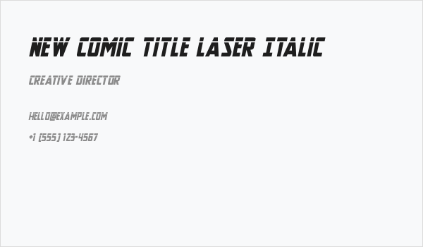 New Comic Title Laser Italic Business Card