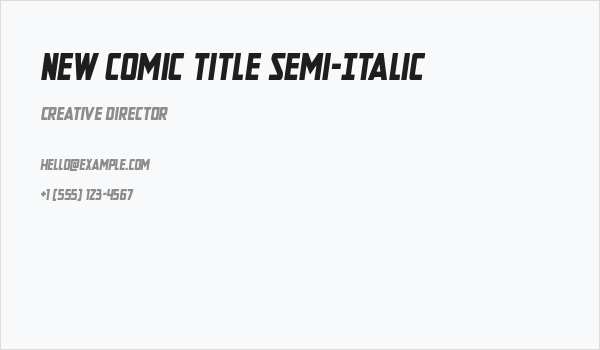 New Comic Title Semi-Italic Business Card