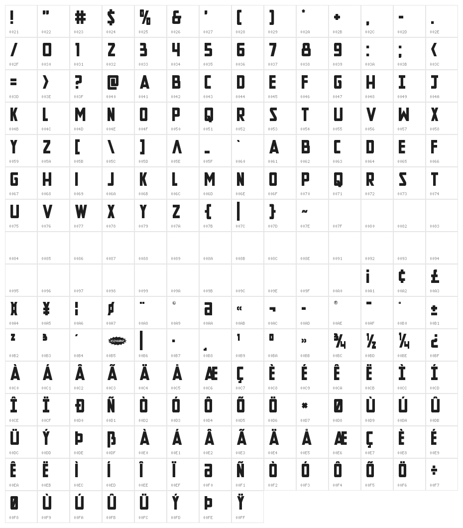 New Comic Title Spaced Character Map