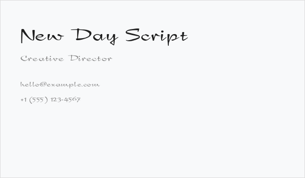 New Day Script Business Card