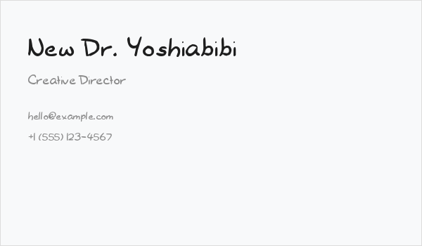 New Dr. Yoshiabibi Business Card