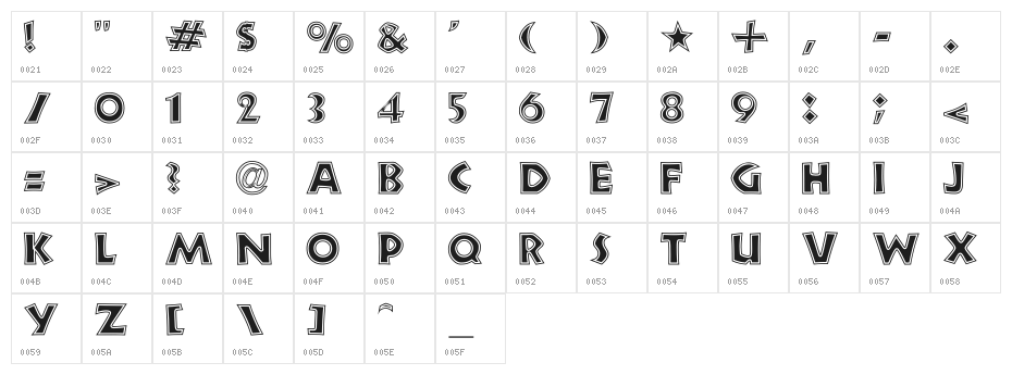 New Land Contour Character Map