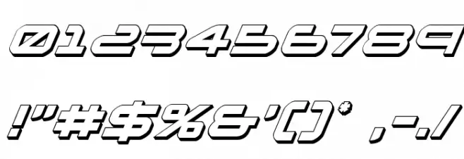 New Mars 3D Italic Font OTHER CHARS