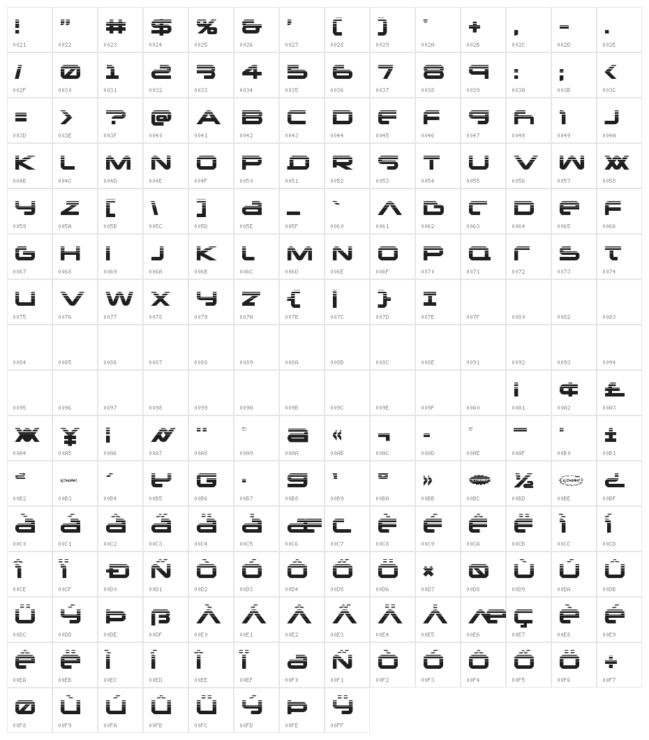 New Mars Halftone Character Map