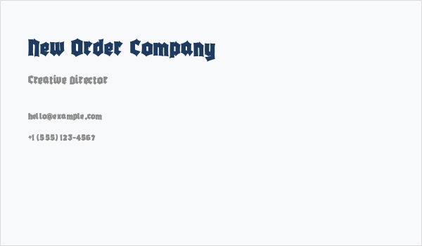 New Order Company Business Card