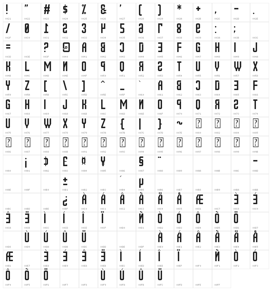 New Russia 2108 St Character Map