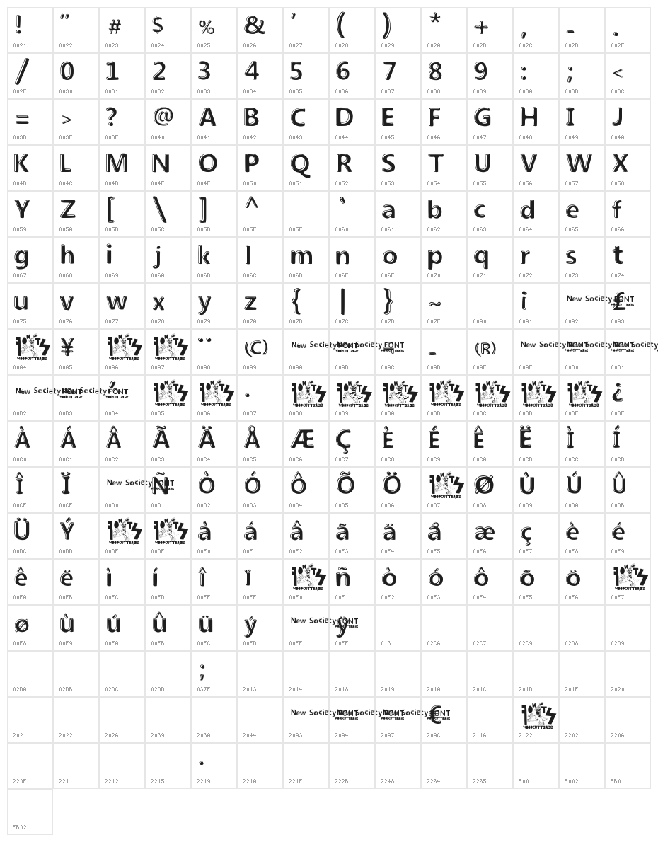 New Society Character Map