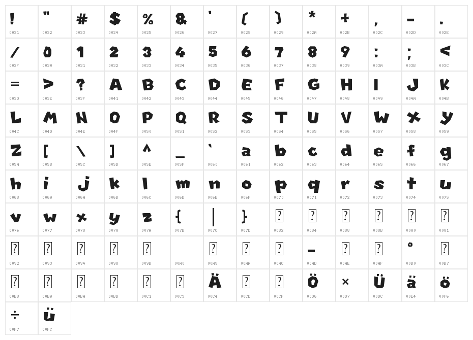 New Super Mario Font U Character Map