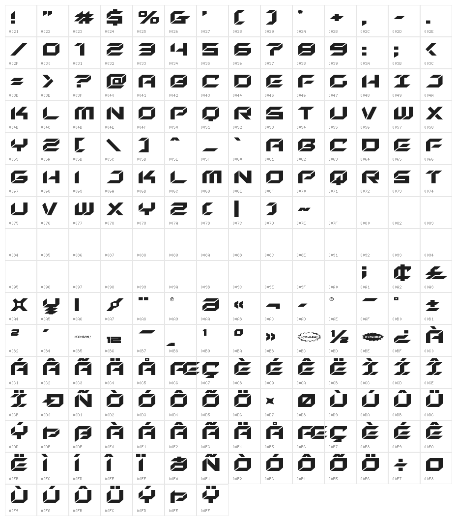 New York Escape Expanded Character Map