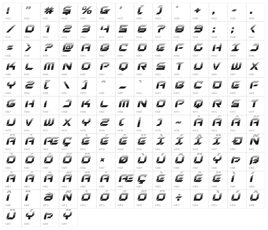 New York Escape Halftone Italic Character Map