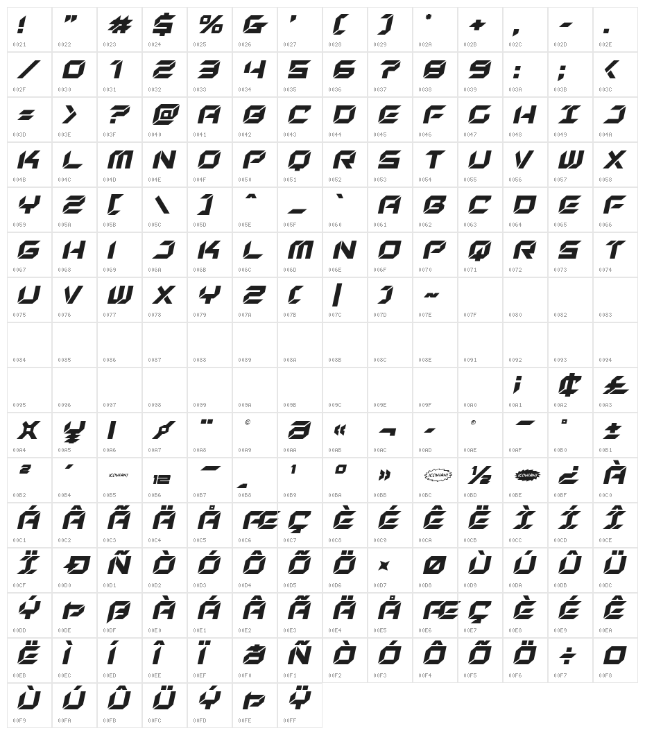 New York Escape Title Italic Character Map