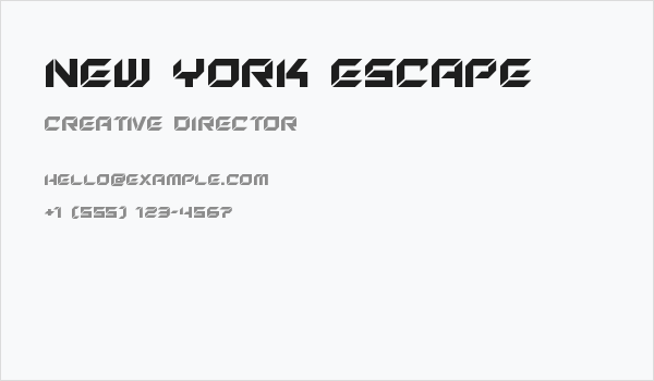 New York Escape Business Card