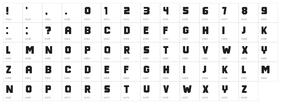 New York Regular Character Map