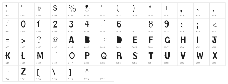 NewBold-Light Character Map