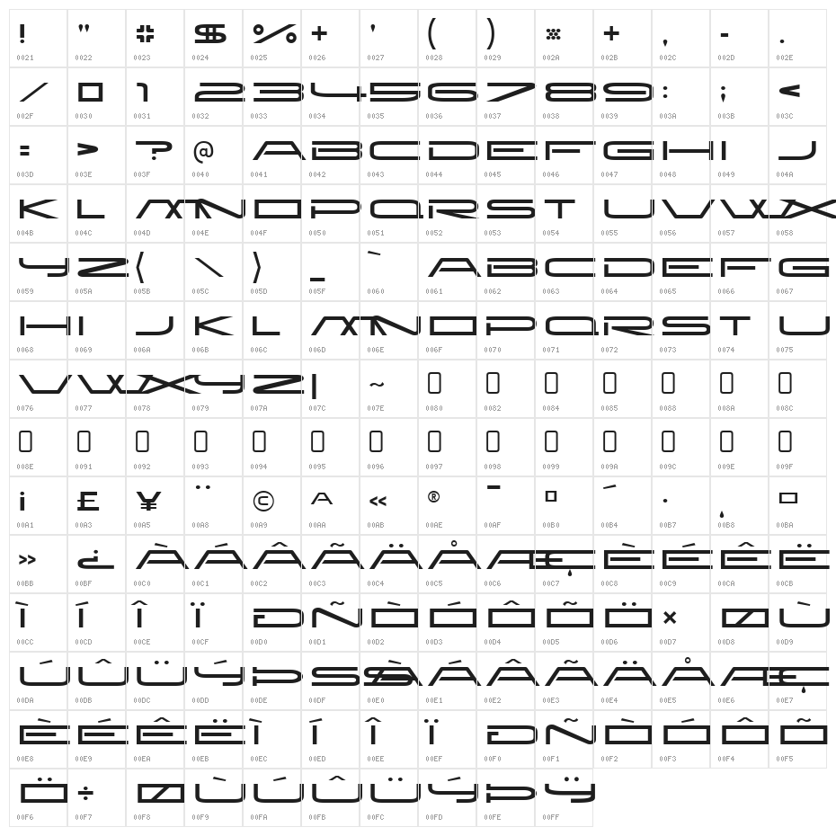 NewBrilliant-Regular Character Map