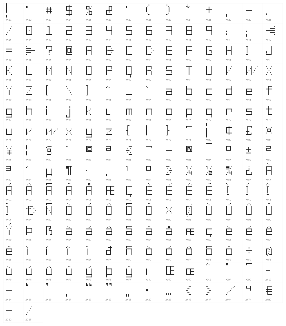 NewLife-Square Regular Character Map