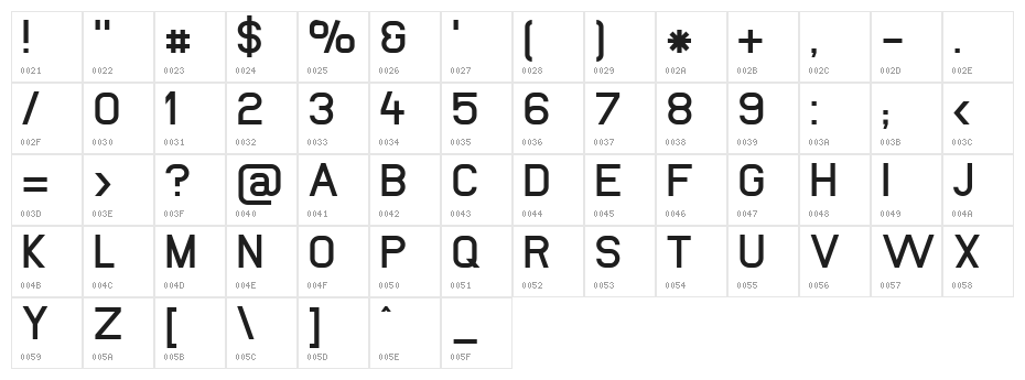 NewMedia Bold Character Map