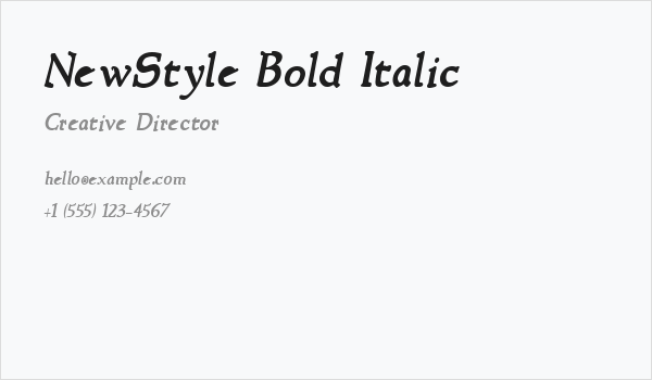 NewStyle Bold Italic Business Card