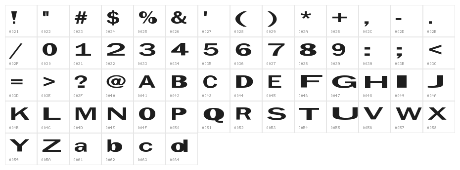 NewSymbolFont 8 Character Map