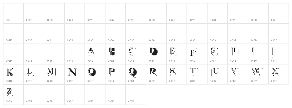 NewSymbolFont11 Character Map