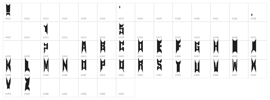 NewSymbolFont15 Character Map