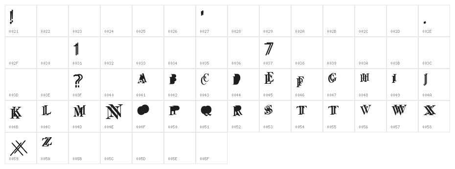 NewSymbolFont18 Character Map