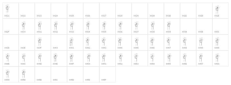 NewSymbolFont1 Character Map